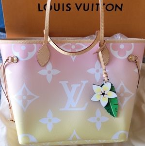 LOUIS VUITTON NEVERFULL MM PINK GIANT FLOWER MONOGRAM BAG BY THE POOL **NO POUCH